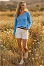 Blue Scallop V-Neck Knit Jumper, Image 2 of 4