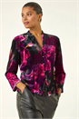 Pink Floral Velvet Stretch Top, Image 1 of 5