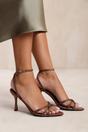 Chocolate Audra Cross Over Strap With Gem Detail Heels, Image 1 of 3