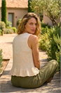 Ivory  Textured Frill Hem Knit Vest, Image 3 of 4
