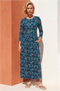 Teal Ditsy Print Pocket Midi Dress, Image 2 of 4