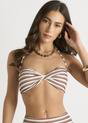 Brown Brown Textured Twist front Halter Bikini Top, Image 4 of 5