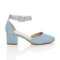 Light Blue AJVANI Light Blue Mid Block Heel Ankle Strap 2 Part Heels, Image 2 of 6