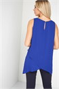 Royal Blue Sleeveless Asymmetric Hem Top, Image 2 of 4