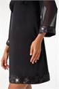 Black Contrast Sequin Cuff Dress, Image 5 of 5