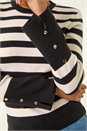 Ivory  Stripe Button Detail Knit Jumper , Image 4 of 4