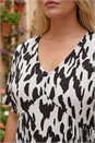 Black Curve Spot Print Midi Dress, Image 4 of 4