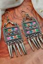 Maroon Oxidised Colourful Enamel Square Indian Boho Drop Earrings, Image 3 of 3