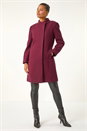Bordeaux Tailored Funnel Neck Pocket Detail Coat, Image 7 of 7