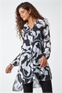 Ivory Abstract Print Longline Blouse , Image 1 of 5