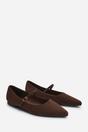 Dark Brown Novalee Pointed Toe Mary Jane Front Strap Ballet Flats, Image 4 of 7
