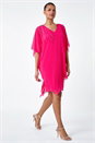 Cerise Embellished Cold Shoulder Overlay Dress, Image 1 of 5