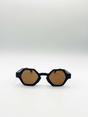 Black Round Hexagon Sunglasses, Image 2 of 6