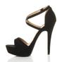 Black AJVANI Black High Heel Crossed Straps Platform Sandals, Image 3 of 6