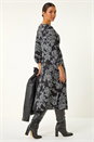 Black Floral A-Line Midi Dress, Image 3 of 5