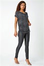 Silver Glitter Print Cowl Neck Stretch Top, Image 2 of 5
