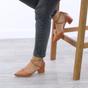 Tan AJVANI Tan Mid Block Heel Crossed Strap Pointed Toe 2 Part Heels, Image 5 of 6
