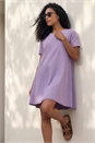 Lavender Cotton Panelled Swing Stretch Dress, Image 1 of 4
