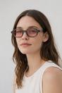Green SVNX Green Retro Rounded Square Sunglasses In Green Pink, Image 1 of 4