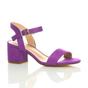 Purple AJVANI Purple Mid Block Heel Strappy Sandals, Image 1 of 5