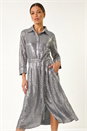Silver Sequin Shirt Dress, Image 1 of 5