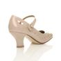 Natural AJVANI Natural Mid Heel Heart Cut Out Mary Jane Court Shoes, Image 4 of 6