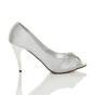Silver High Heel Peep Toe Court Shoes, Image 2 of 5