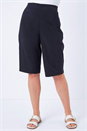 Black Curve Knee Length Elastic Waist  Shorts, Image 2 of 4