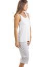 Light Grey Lightweight Striped Cropped Pyjama Set, Image 4 of 5