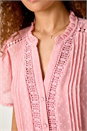 Light Pink Textured Spot Lace Trim Blouse, Image 5 of 5