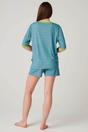 Blue Fluorescent "Blooming Fabulous" Bamboo Lace Short Pyjama Set, Image 3 of 6