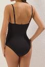 Black Strappy Square Neck Ruched Waist Swimsuit, Image 4 of 4
