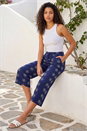 Navy Petite Embroidered Cropped Trouser, Image 1 of 4