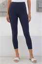 Navy  Elastic Waist Stretch Cropped Leggings , Image 2 of 4