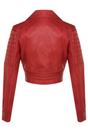 Red Infinity Leather Red Brando Cropped Leather Jacket-Longtown, Image 4 of 6