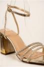 Gold iKrush Gold Cordelia Rhinestone Strap Block Heel Sandals, Image 3 of 5