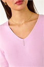 Pink Soft Knit V-Neck Jumper, Image 5 of 5