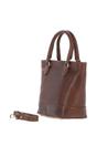 Brown Small Real Leather Bucket Bag, Image 2 of 4