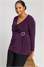 Plum Curve Wrap Diamante Buckle Top, Image 1 of 5