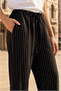 Black Petite Stripe Pull On Stretch Trouser, Image 4 of 4