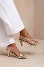 Gold 'Mykonos' Mutli Strap Slingback Low Block Heel, Image 3 of 4