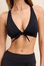 Black WOVCOR Black Bow Detail Triangle Bikini Top, Image 2 of 3