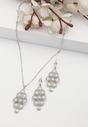 Silver Pearlescent Waterfall Necklace and Earrings Set, Image 2 of 7