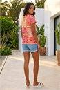 Pink Contrast Print Stretch Top, Image 3 of 4