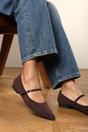 Dark Brown Novalee Pointed Toe Mary Jane Front Strap Ballet Flats, Image 1 of 7