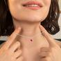 Pink Mini Heart Silver Ruby July Birthstone Necklace, Image 3 of 4