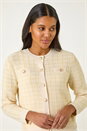 Lemon  Check Textured Button Knit Cardigan, Image 4 of 5
