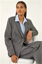 Grey Pinstripe Collared Blazer, Image 2 of 8