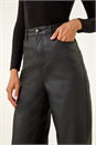 Black Coated Stretch Waist Wide Leg Jeans, Image 6 of 7
