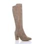 Taupe AJVANI Taupe High Block Heel Stretchy Calf Boots, Image 2 of 5
